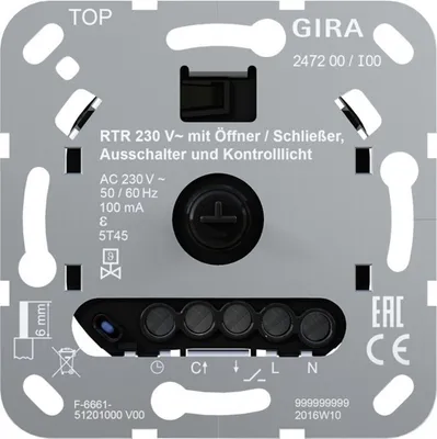 Immagine prodotto di Gira Raumtemperaturregler 230V Öff./Schließ. 247200 (247200)