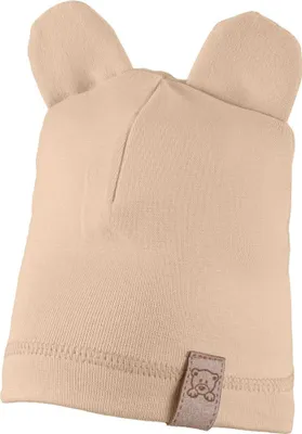 Produktbild von Kinder Beanie Strickmütze Mit Breiter Krempe Feinstrick Mütze Doppelt Gestrickt  42-44 Beige