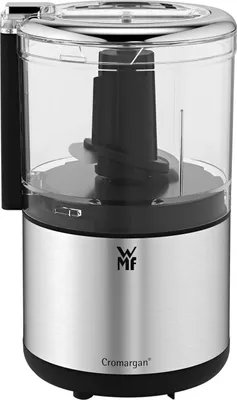 Produktbild von WMF Küchenminis Zerkleinerer, Cromargan matt, platzsparender Multizerkleinerer mit Einhandbedienung, abnehmbarer Behälter (0,3l), 65 W