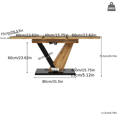 Productafbeelding van Uitschuifbare Eettafel (120-160x75x75.5 cm) - Houtkleurige keukentafel voor woonkamer