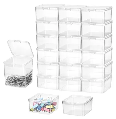 Aufbewahrungsboxen, 18er Set, PP, 65x65x35 mm, durchsichtig