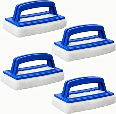Produktbild von Pool Schwamm Bürsten 4 Stück, Kunststoff, Handbesen mit Griff, für Schwimmbad Reinigung