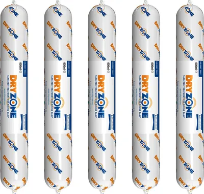 Produktbild von Dryzone Horizontalsperre Mauerwerk Injektionscreme gegen aufsteigende Feuchtigkeit in Wänden - Feuchtigkeitssperre - 5x600 ml - WTA & BBA