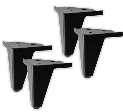 4 Möbelfüße aus Eisen, schwarz, 105 mm, Set