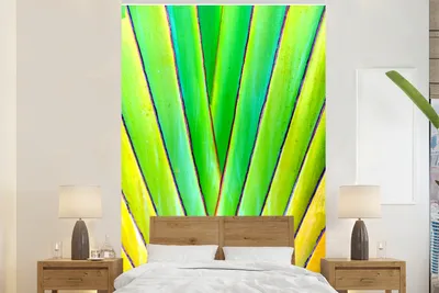 Produktbild von MuchoWow® Fototapete für Wohnzimmer oder Schlafzimmer Wandtapete Vinyl Motivtapete Pflanze - Blätter - Gelb - 195x300 cm - Das Hintergrundbild