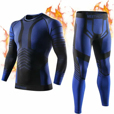 Produktbild von Herren Thermo Set Kompressions-Funktionsunterwäsche für Ski Warm Sport Langarm Unterhemd Unterhosen M Blau