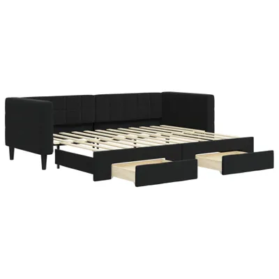 Obrázok produktu pre Rozkladacia denná posteľ so zásuvkami čierna 80x200 cm látka