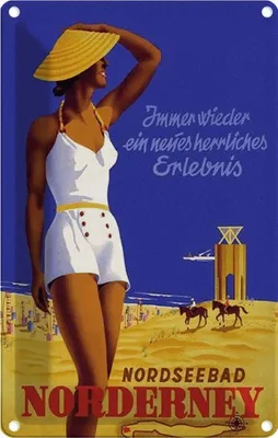 Produktbild von vianmo Blechschild 30x20 cm Urlaub Nordseebad Norderney Abenteuer Reisen