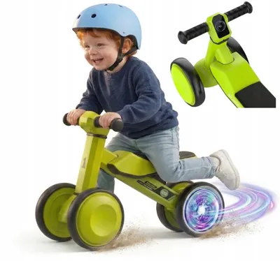 Zdjęcie produktu dla Rower biegowy od 1. roku życia | Biegacz dla niemowląt PixiPlay z kołami LED i regulacją wysokości | Blokada kierownicy | Zielony