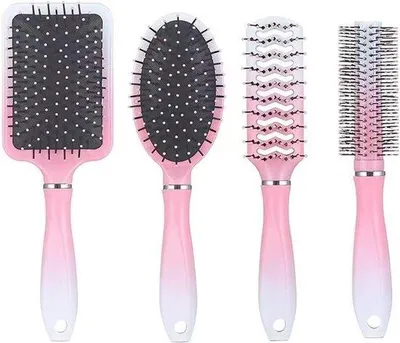Produktbild von Haarbürstenset, 4 Stück – Bürste und Kamm – für nasses und trockenes Haar – zum Entwirren und zur Kopfmassage