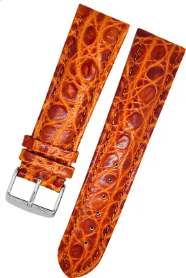 Produktbild von Uhrenarmband Kalbleder hellbraun 22mm Kroko Struckturleder