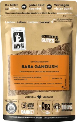 Produktbild von Baba Ganush Gewürzmischung, gemahlen, Dip-Mischung mit Granatapfelkerne, afrikanisches Gewürz für Couscous, 50g