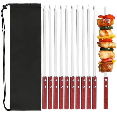Produktbild von Set mit 10 Grillspießen aus Edelstahl mit Holzgriffen