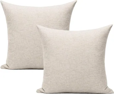 Immagine prodotto di Cuscino decorativo in lino, 45x45 cm - Set di 2 - Copricuscino liscio - Per divano - Con cerniera