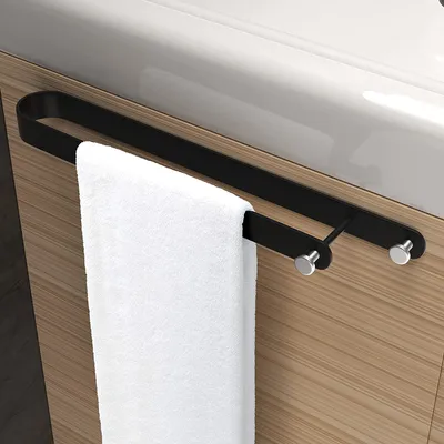 Obrázek produktu pro Koupelnový držák na ručníky, bez vrtání, do koupelny a kuchyně, černý, 45 cm