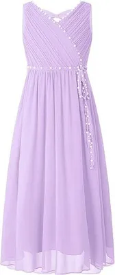 Produktbild von Mädchen Prinzessin Abendkleid Gr. 152 Cm Festlich Lang Blumenmädchenkleid Hochzeit Perlen Schleife Chiffonkleid