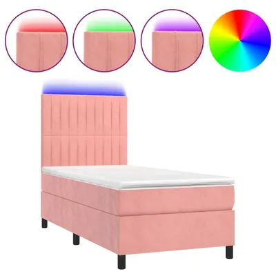 Produktbild von vidaXL Boxspringbett mit Matratze & LED Rosa 100x200 cm Samt