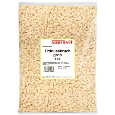 Produktbild von Supravit Gehackte Erdnüsse Vogelfutter 5kg | Fettreiche Erdnusskerne gehackt für Vögel | Erdnussbruch Fettfutter | Natürlich und ungesalzen