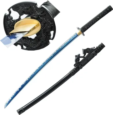 Produktbild von Samuraischwert Katana 103cm Hochmanganstahl scharf schwarz