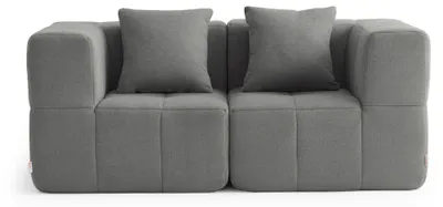 Zdjęcie produktu dla MILYSOFA SOFABULOUS Modułowa sofa o prostym kształcie, 2-osobowa, z delikatnej tkaniny bouclé, w kolorze szarym