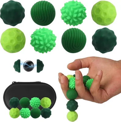Productafbeelding van Magnetisch fidget-speelgoed - Set van 8 - Fidget-ballen - Magneetspel - Magnetische ballen - Stressbal - Siliconen