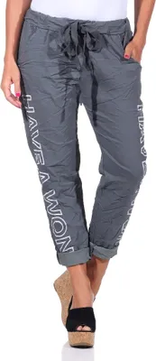 Produktbild von 349 Mississhop Damen Hose Freizeithose Stoffhose Boyfriend Sweatpants 36 38 40 42 Graphit