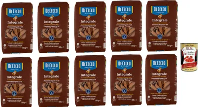 Produktbild von De Cecco Integrale Pennoni rigati N° 39, Pasta integrale, Vollkornnudeln, 10x 500g + Italian Gourmet polpa 400g