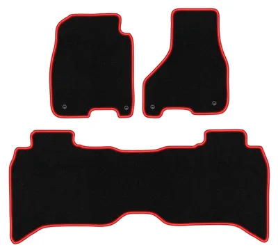 Produktbild von Fußmatten Velours Schwarz/Rot für Dodge RAM DS DJ 1500 2012-2020 Set 3-tlg