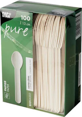 Image de PAPSTAR 88068 PAPSTAR Cuillère à café en papier "pure", longueur : 130 mm, blanc