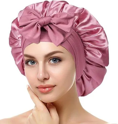Produktbild von Satin Schlafmütze für Elastisches, Lockiges und Langes Haar - Rosa