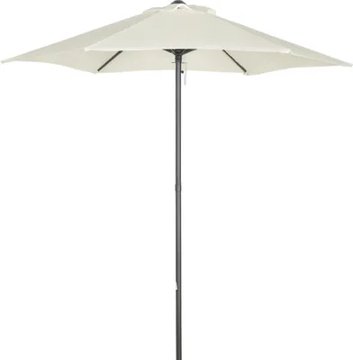 Image de Outsunny Parasol droit ronde parasol de jardin ? 2 m m?t en aluminium 6 baleines mšŠtal et toile beige