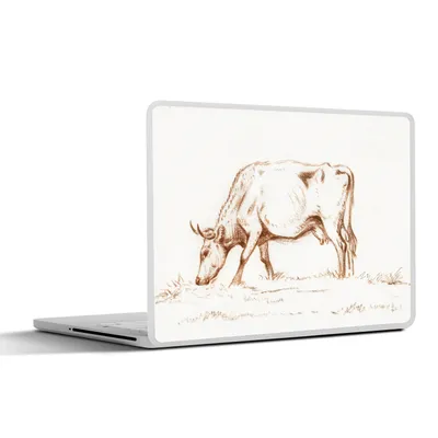 Produktbild von MuchoWow® Laptop Aufkleber Sticker Cover Weidender Stier - Gemälde von Jean Bernard 36.5x27.5 cm - Laptop-Sticker