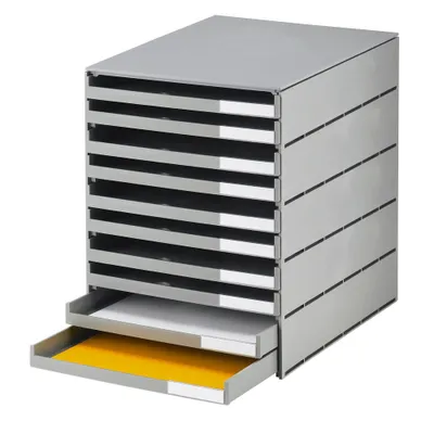 Immagine prodotto di styro 23102-85 Schubladenbox styroval grau DIN C4 mit 10 Schubladen