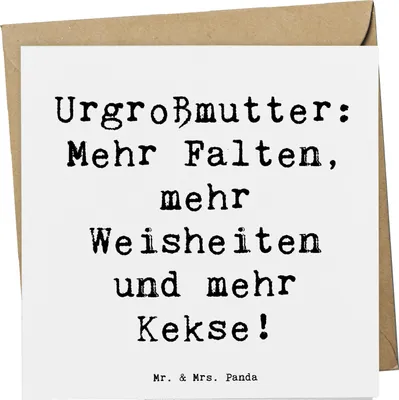 Produktbild von Mr. & Mrs. Panda Grußkarte Spruch Urgroßmutter Weisheiten - Weiß - Geschenk, Geschenke, faltkarte, Ahnen, Klappkarte, Handarbeit, Erinnerungen, doppelkarte, anlasskarte