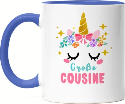 Produktbild von Große Cousine Tasse Blau Lieblingscousine Geschenkidee Geburtstag Einhorn Beste Cousine