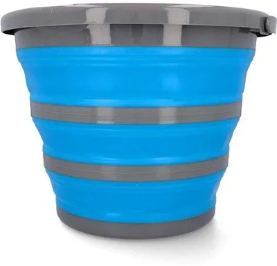 Immagine prodotto di Ibenzoa® - Secchio pieghevole per acqua, 10 litri, con beccuccio e maniglia, pieghevole (solo 5 cm), compatto, ideale per la casa e il campeggio, colore blu