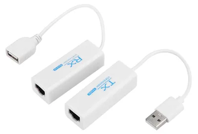 Zdjęcie produktu dla Przedłużacz USB 2.0 200 m, kabel przedłużający Ethernet RJ45, adapter sieciowy