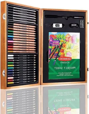 Image de Coffret en plastique comprenant 30 crayons de couleur et 5 accessoires, marron, 30 pièces