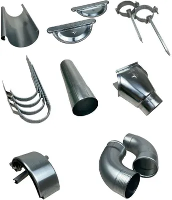 Produktbild von 6 m Dachrinnenset 7 tlg / 280 er / 127 mm Durchmesser Komplettpaket Titanzink