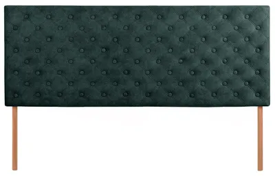 Produktbild von MG Design Kopfteil für Bett Dunkelgrün 160x60 cm - gepolstert, Samtstoff, Holzfüße, elastische Füllung, dekorative Steppung, einfache Montage