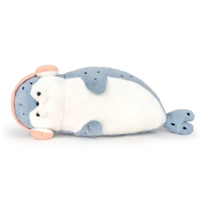 Produktbild von Seehund Kuscheltier 70 cm – Körperkissen mit Kopfhörer Blau