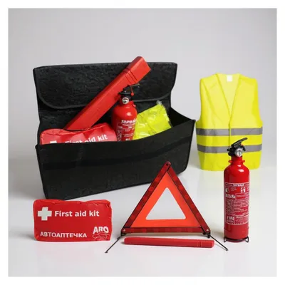 Immagine prodotto di Kit di emergenza completo per l'auto in una borsa di stoffa – Sicurezza e primo soccorso