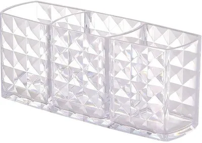 Produktbild von Unyqoos® Kompakter transparenter Acryl-Make-up-Organizer, 3 Fächer, 18,5 x 6 x 8 cm – Aufbewahrung für Kosmetik, Pinsel & Stifte