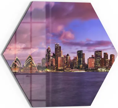 Produktbild von DEQORI Glasbild Echtglas 55x48 cm 'Sydneys Panorama' Wandbild Bild modern Deko
