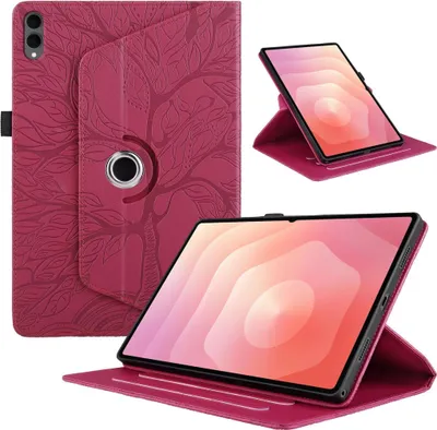 Produktbild von Für Samsung Galaxy Tab S11 Ultra 360 Grad Rotation Design Kunstleder Tasche Rot