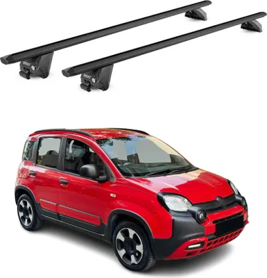 Image de Barres de toit transversales pour Fiat Panda Cross 2014-2025 Alu Noir 2Pcs ABE