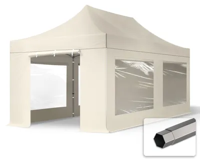 Produktbild von TOOLPORT 3x6m Stahl Faltpavillon, inkl. 4 Seitenteile, creme