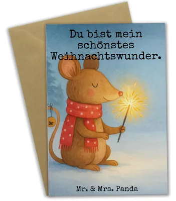 Produktbild von Mr. & Mrs. Panda babykarte Maus Weihnachten Design - Weiß - Geschenk, Weihnachtsmotiv, weihnachtskarten, glückwunschkarten, Weihnachtswunder, hochzeitskarten, Frohe