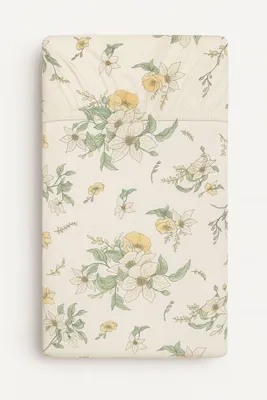 Immagine prodotto di Lenzuolo per lettino in cotone 120x60 cm - Clematis su beige