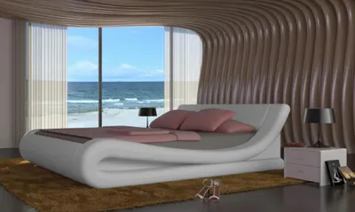 Produktbild von Designer Ehebett Polsterbett Doppelbett Bett Schlafzimmer Lederbett Neu Betten
